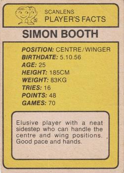 1981 Scanlens #14 Simon Booth Back